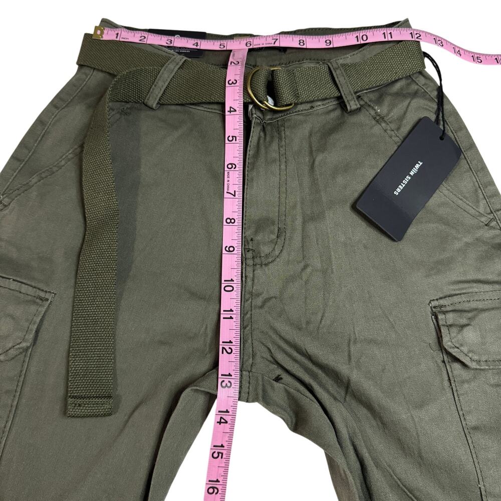Women's TWIIN Sisters LA Olive Color Twill Jogger Utility Zip Up Cargo Pants S - Picture 8 of 9